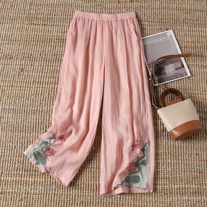 Embroidered Floral Trousers