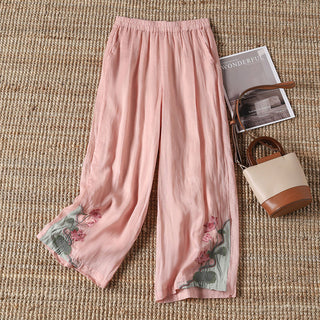 Embroidered Floral Trousers