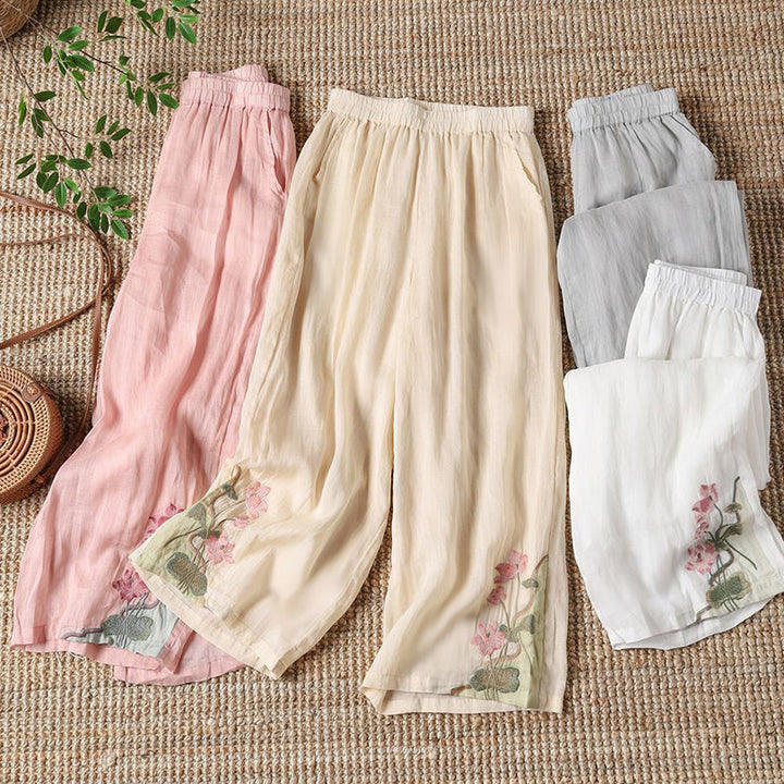 Embroidered Floral Trousers