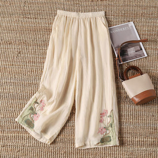Embroidered Floral Trousers