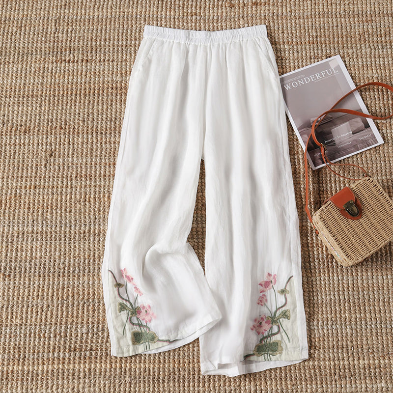 Embroidered Floral Trousers