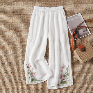 Embroidered Floral Trousers
