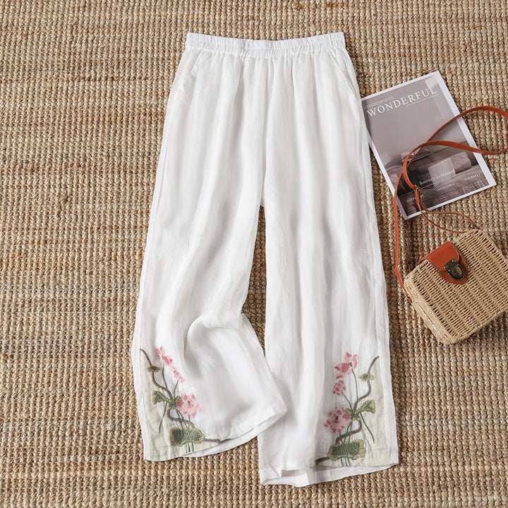 Embroidered Floral Trousers
