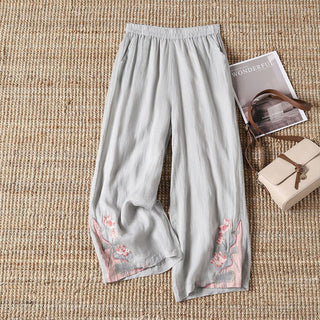 Embroidered Floral Trousers