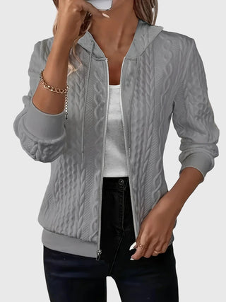 Marcia | Textured Zip-Up Hoodie