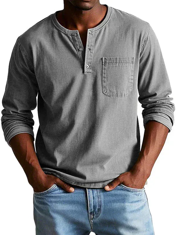 DONACCI Long Sleeve Henley Shirt
