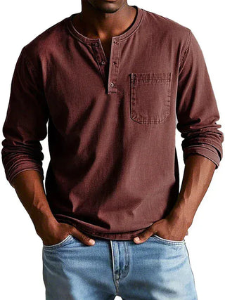 DONACCI Long Sleeve Henley Shirt