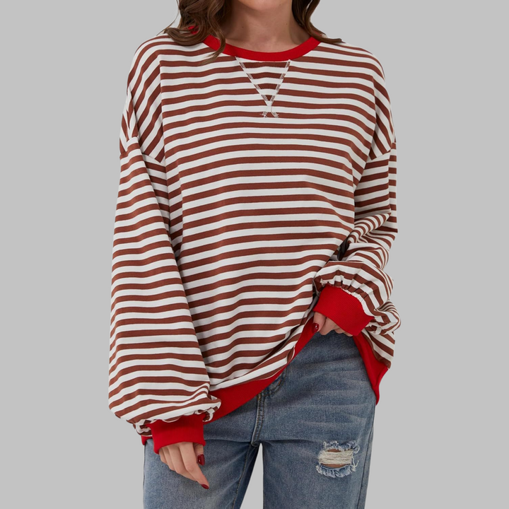Ashcroft | Striped Long Sleeve Crew Neck Sweatshirt
