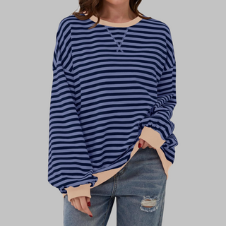 Ashcroft | Striped Long Sleeve Crew Neck Sweatshirt