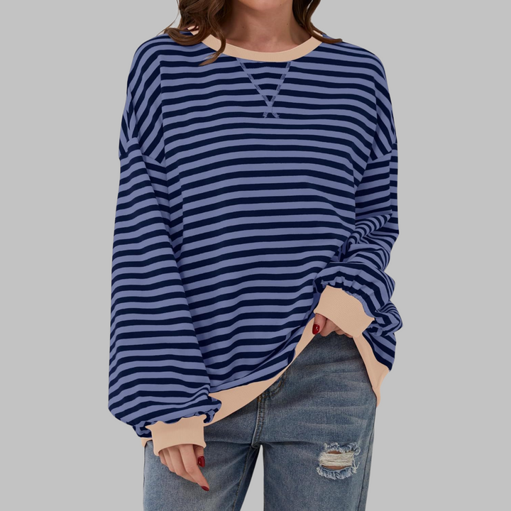 Ashcroft | Striped Long Sleeve Crew Neck Sweatshirt