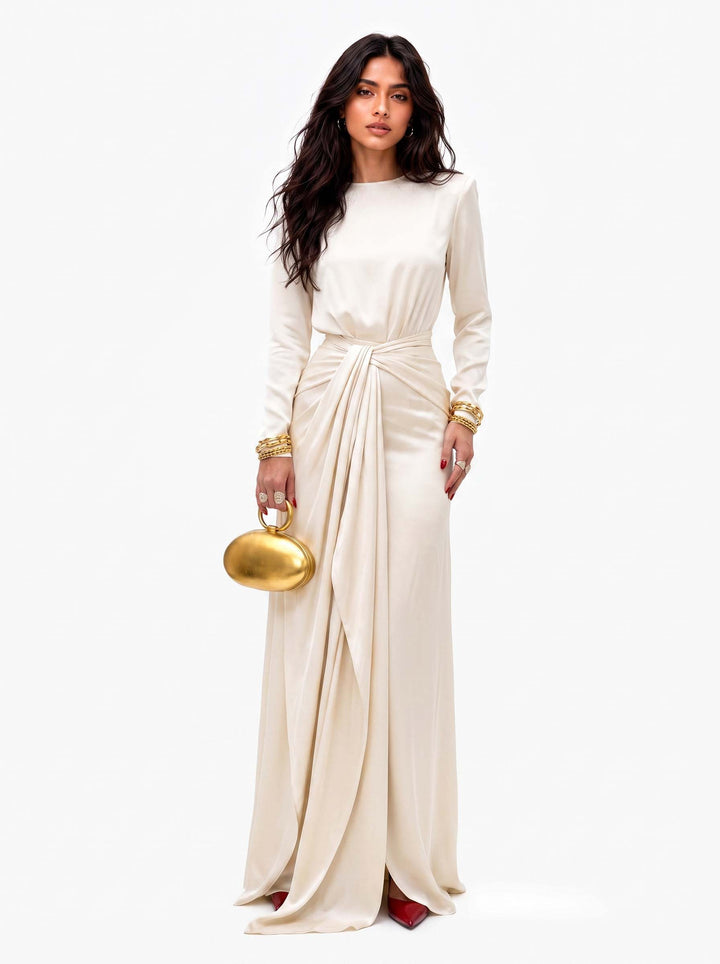 Draped Satin Maxi Dress