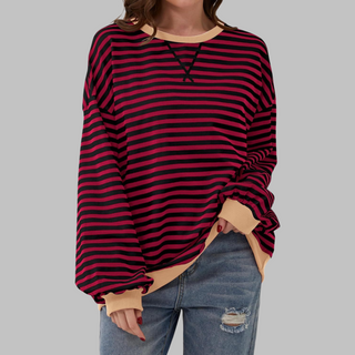 Ashcroft | Striped Long Sleeve Crew Neck Sweatshirt