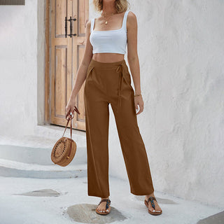 Wide-Leg Plain Trousers
