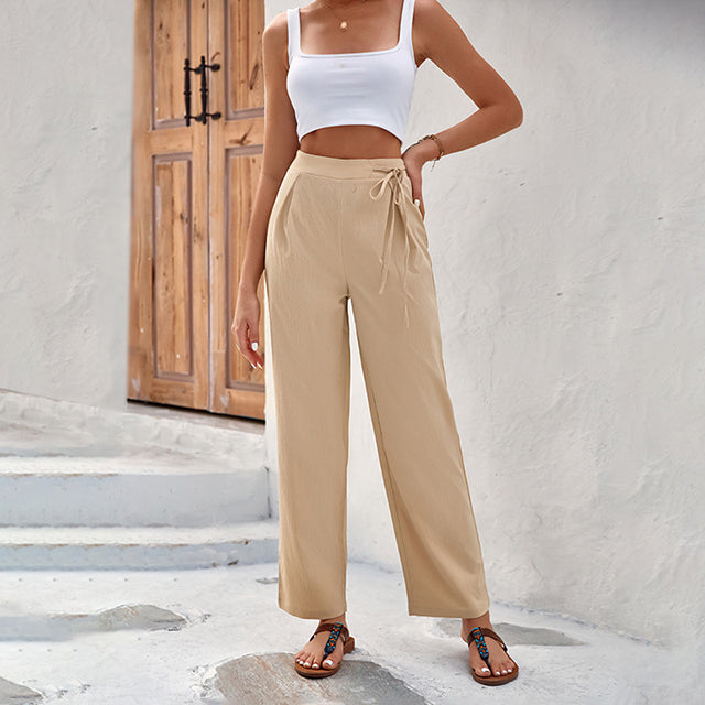 Wide-Leg Plain Trousers