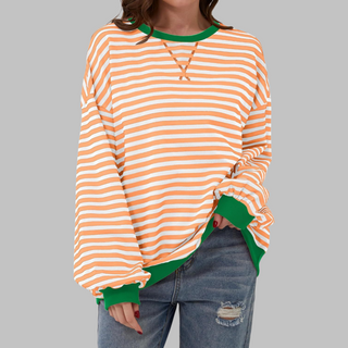 Ashcroft | Striped Long Sleeve Crew Neck Sweatshirt