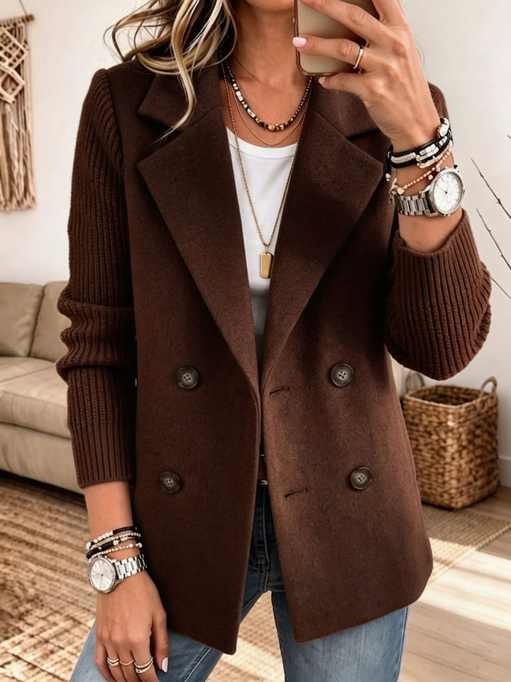 Carla | Knit-Sleeve Double-Breasted Blazer