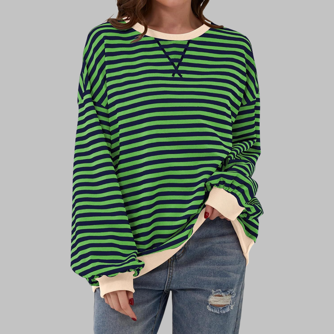 Ashcroft | Striped Long Sleeve Crew Neck Sweatshirt