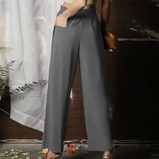 Wide-Leg Plain Trousers
