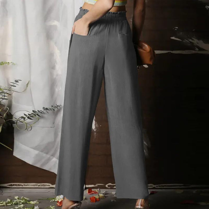 Wide-Leg Plain Trousers