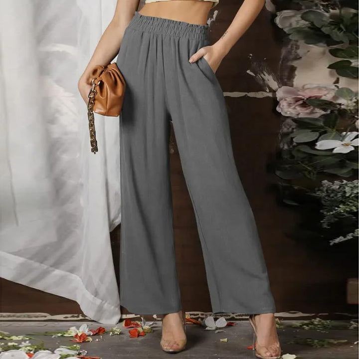 Wide-Leg Plain Trousers