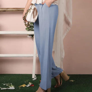 Wide-Leg Plain Trousers