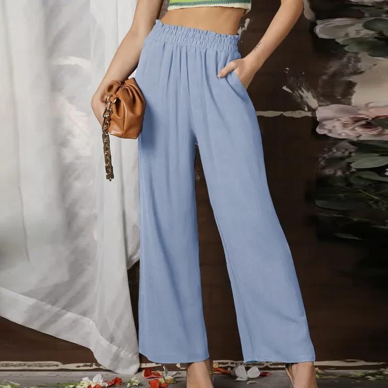 Wide-Leg Plain Trousers