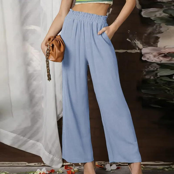 Wide-Leg Plain Trousers