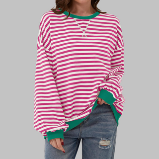 Ashcroft | Striped Long Sleeve Crew Neck Sweatshirt