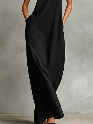 Ashcroft | Sleeveless High Neck Linen Blend Maxi Dress