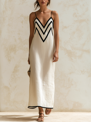 Marisa | Contrast Chevron Long Dress
