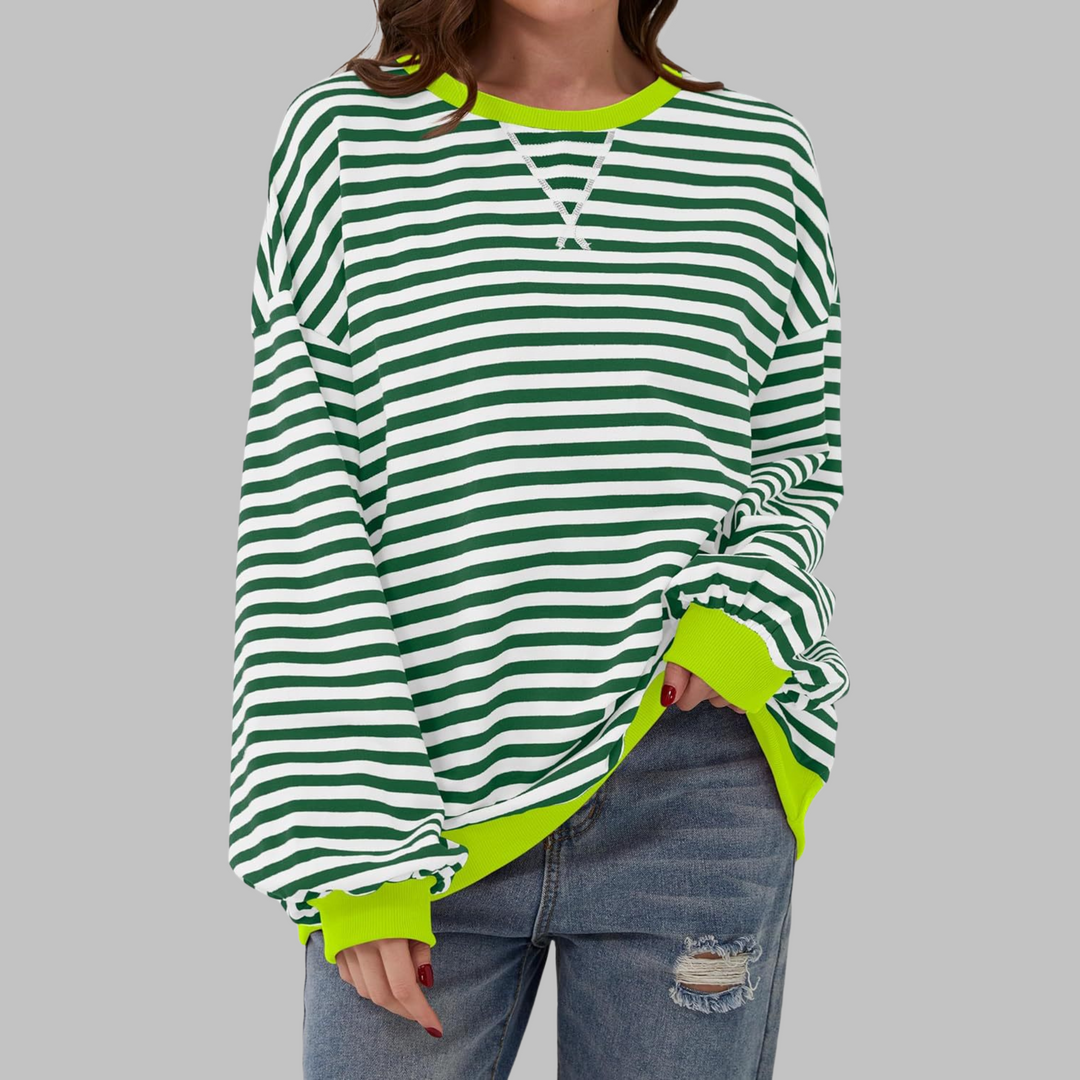 Ashcroft | Striped Long Sleeve Crew Neck Sweatshirt