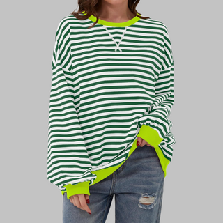 Ashcroft | Striped Long Sleeve Crew Neck Sweatshirt