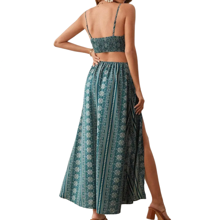 Ashcroft Boho Print Backless Dress with Slit – view 5