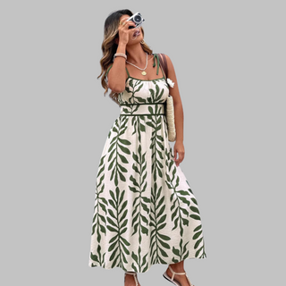Ashcroft Casual Sleeveless Summer Leaf Print Maxi Dress – view 5