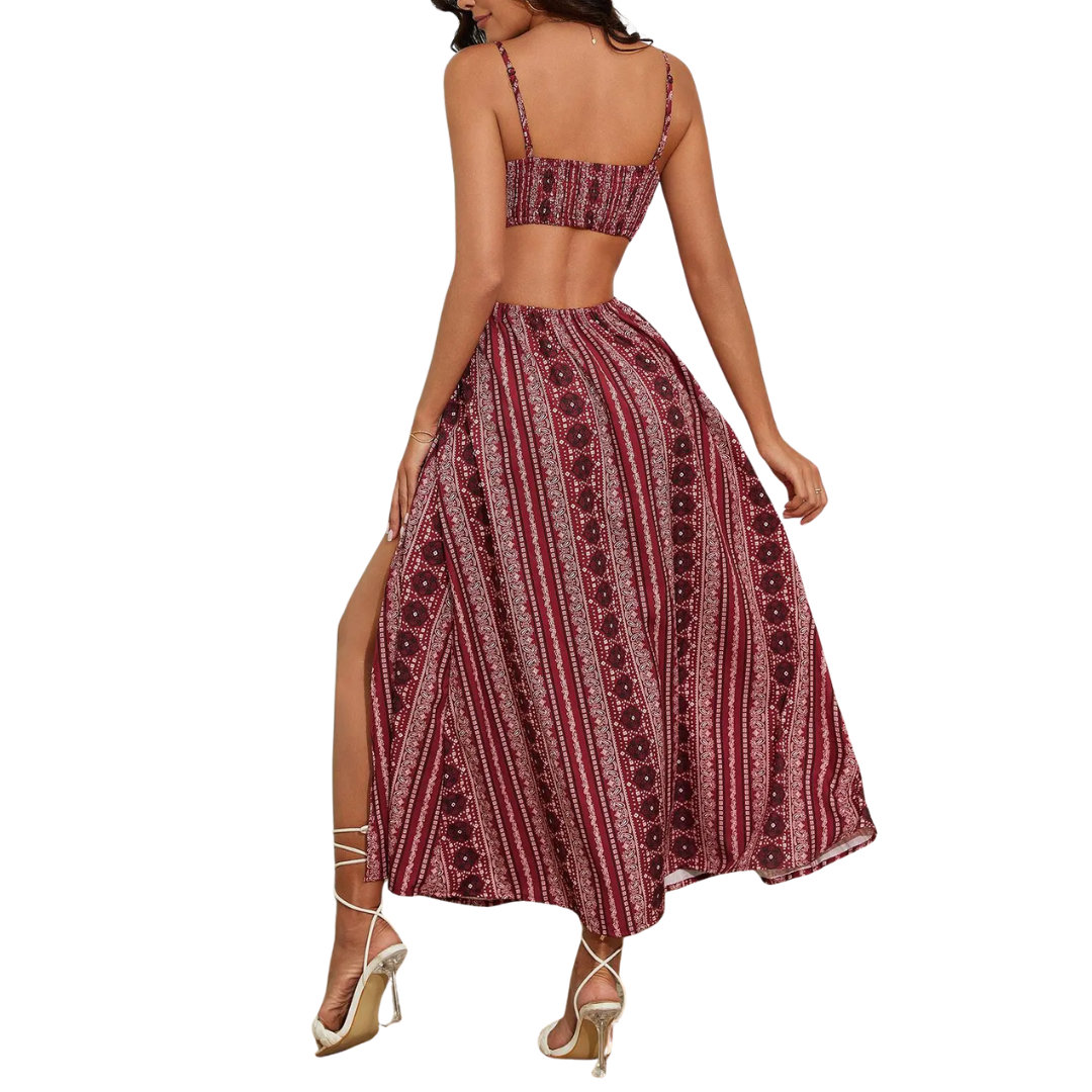 Ashcroft Printed Open-Back Slit Dress – view 5