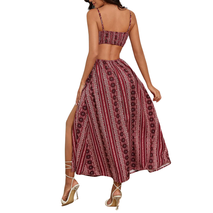 Ashcroft Printed Open-Back Slit Dress – view 5