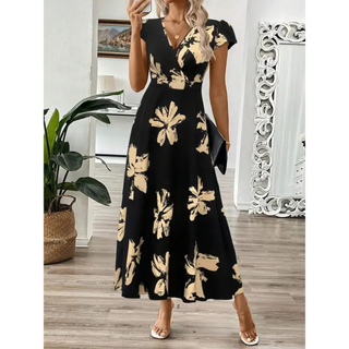 Ashcroft Elegant Summer Printed Short Sleeve Maxi Dress