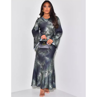 Ashcroft Elegant Satin Fitted with Tie Back Maxi Dress – view 2