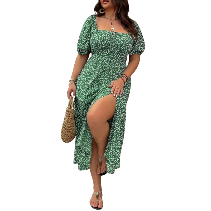 Ashcroft Elegant Plus Size Tie Front Floral Dress