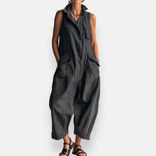 Ashcroft Sleeveless Cargo Jumpsuit with Collar