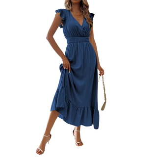 Ashcroft Elegant Shirred V Neck Maxi Dress
