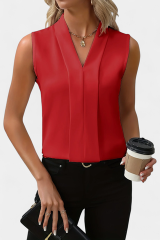 Nela | Sleeveless V-Neck Flowing Blouse