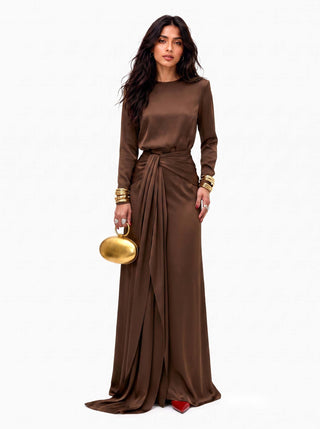 Draped Satin Maxi Dress