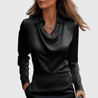 Silvia | Pleated-Collar Shimmer Blouse