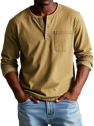 DONACCI Long Sleeve Henley Shirt