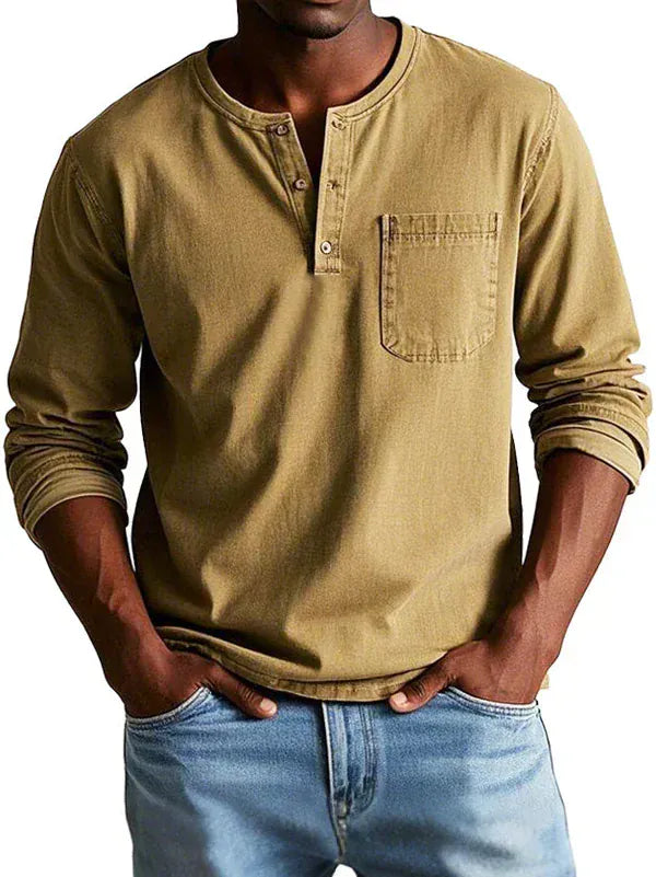DONACCI Long Sleeve Henley Shirt