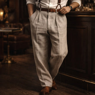 Lorenzo Cotton Pleated Trouser