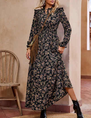 Ashcroft Elegant Long Sleeve Floral Print A-Line Dress – view 5