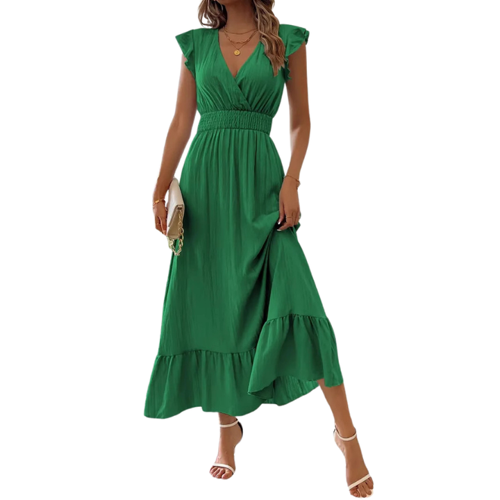 Ashcroft Elegant Shirred V Neck Maxi Dress – view 2