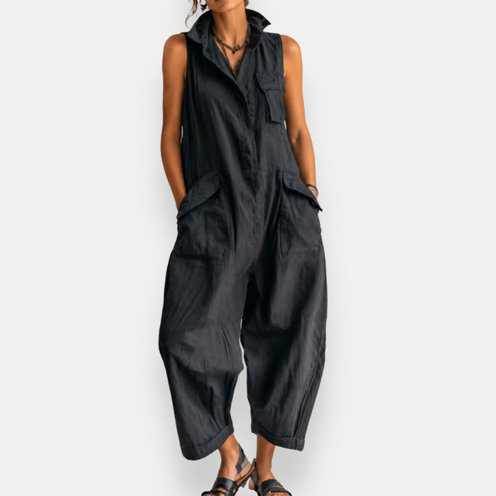 Ashcroft Sleeveless Cargo Jumpsuit with Collar – view 2